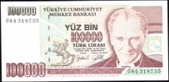 7.Emisyon 3.Tertip 100000 Lira G84 318735 Çil