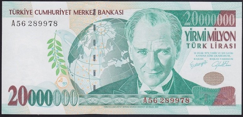 7.EMİSYON 20 000 000 LİRA A56 289978 ÇİL