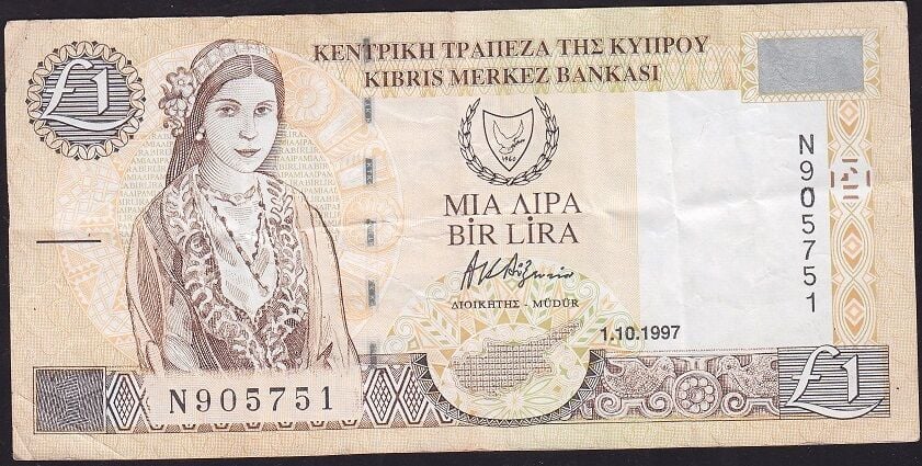 Kıbrıs 1 Lira 1997 Çok Temiz+