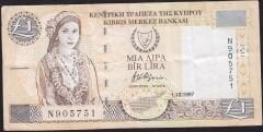 Kıbrıs 1 Lira 1997 Çok Temiz+
