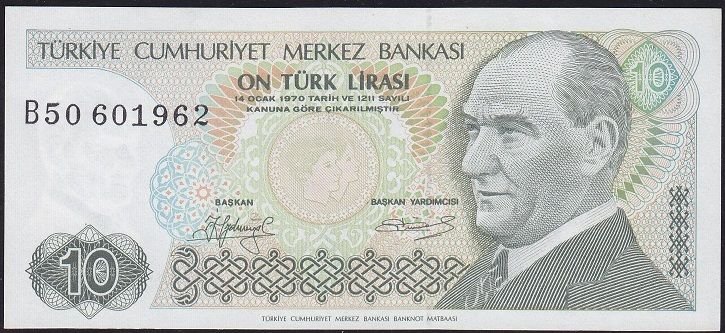 7.Emisyon 1.Tertip 10 Lira B50 601962 Çilaltı Çil