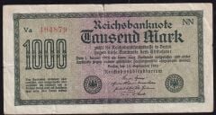 Almanya 1000 Mark 1922 Çok Temiz