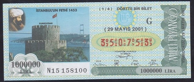 2001 29 MAYIS ÇEYREK BİLET