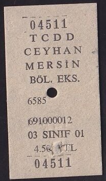 TCDD Ceyhan-Mersin Tren Bileti 2006