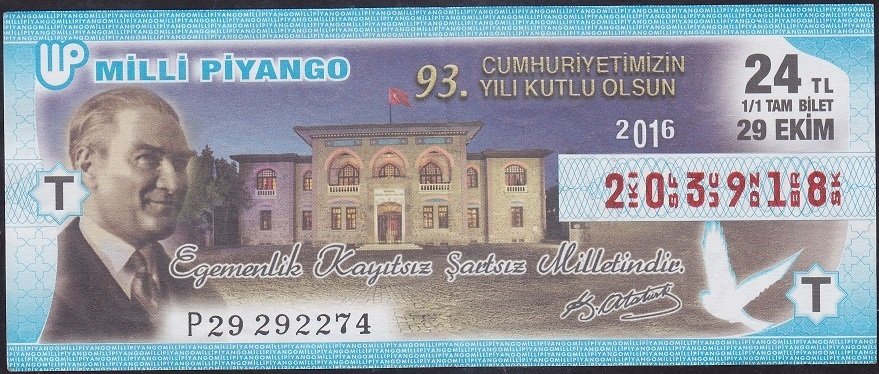 2016 29 Ekim Tam Bilet - T Serisi