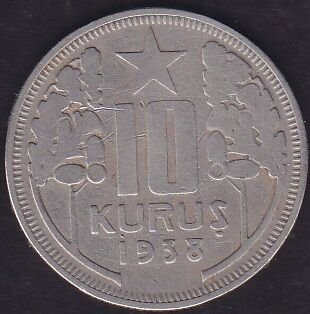 1938 Yılı 10 Kuruş