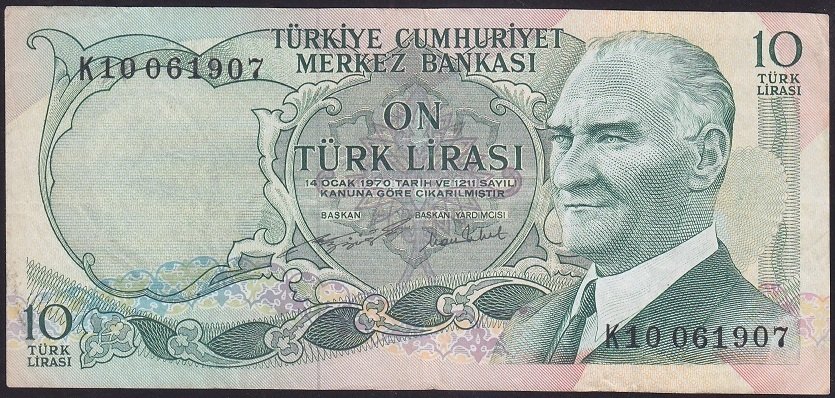 6.EMİSYON 2.TERTİP 10 LİRA K10 061907 ÇOK TEMİZ +