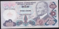 6.Emisyon 1.Tertip 1000 Lira A17 271511 Çok Temiz+