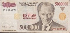 7.Emisyon 5 000 000 Lira J76 125779 Çok Temiz