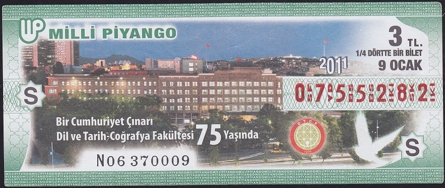2011 9 Ocak Çeyrek Bilet - S Serisi