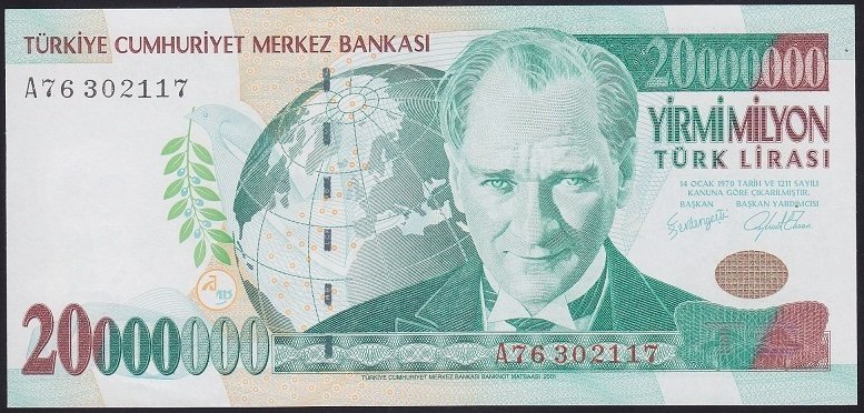 7.EMİSYON 20 000 000 LİRA A76 302117 ÇİL