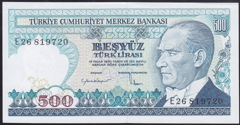 7.EMİSYON 2.TERTİP 500 LİRA E26 819720 ÇİL