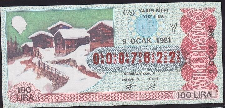1981 9 Ocak Yarım Bilet - Y Serisi