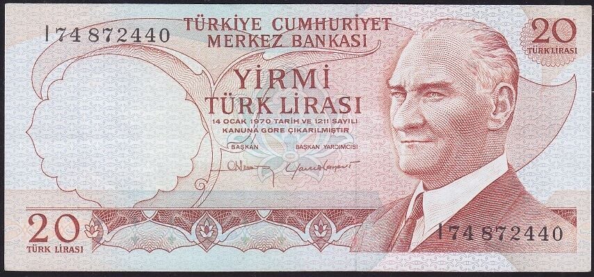 6.Emisyon 4.Tertip 20 Lira I74 872440 Ççt Çilaltı
