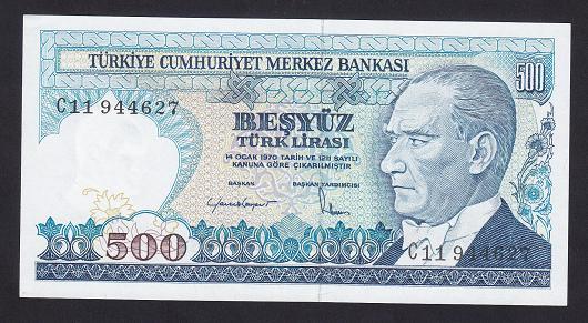 7.EMİSYON 2.TERTİP 500 LİRA C11 944627 ÇİL