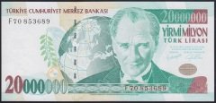 7.EMİSYON 20 000 000 LİRA F70 853689 ÇİL