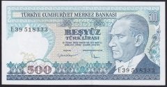 7.EMİSYON 2.TERTİP 500 LİRA E39 518333 ÇİL