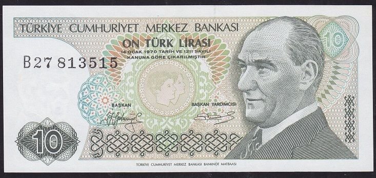 7.Emisyon 1.Tertip 10 Lira B27 813515 Çilaltı Çil