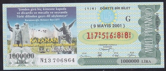 2001 9 MAYIS ÇEYREK BİLET