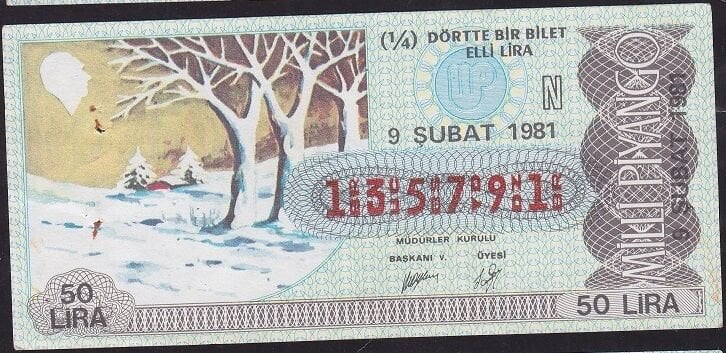 1981 9 Şubat Çeyrek Bilet - N Serisi