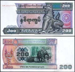 Myanmar 200 Kyats 1995 Çil Pick 75b ( Büyük )