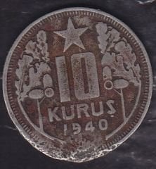 1940 Yılı 10 Kuruş Haliyle