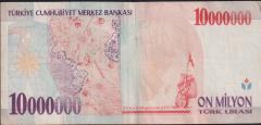 7.Emisyon 10 000 000 Lira D44 827723 Çok Temiz+