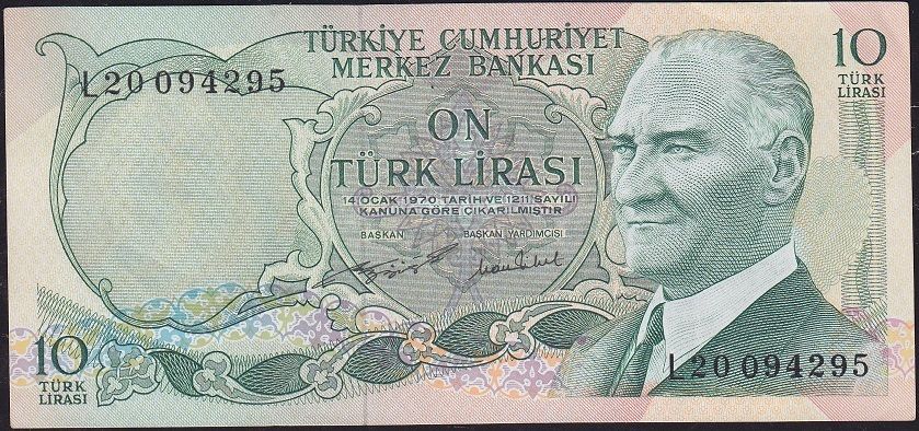 6.Emisyon 2.Tertip 10 Lira L20 094295 Ççt Çilaltı