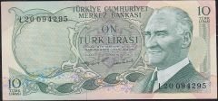 6.Emisyon 2.Tertip 10 Lira L20 094295 Ççt Çilaltı