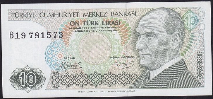 7.Emisyon 1.Tertip 10 Lira B19 781573 Çil