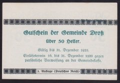 AVUSTURYA 50 HELLER NOTGELD 1920 ÇİL