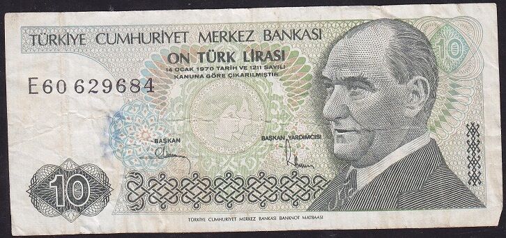 7.Emisyon 2.Tertip 10 Lira E60 629684 Çok Temiz