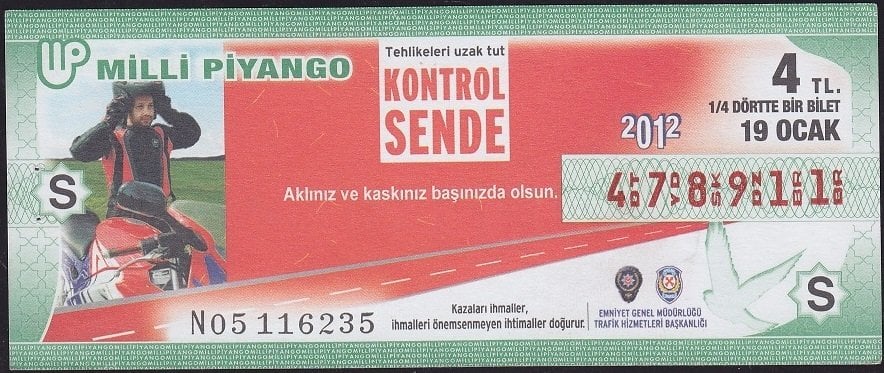 2012 19 Ocak Çeyrek Bilet - S Serisi