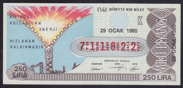 1985 29 OCAK ÇEYREK BİLET K SERİSİ