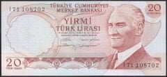 6.Emisyon 4.Tertip 20 Lira I71 108702 Çilaltı Çil