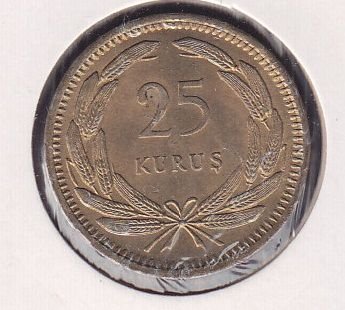 1956 Yılı 25 Kuruş Çilaltı Çil