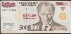 7.Emisyon 5 000 000 Lira J38 623850 Çok Temiz