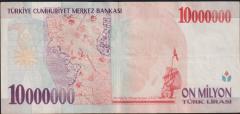 7.Emisyon 10 000 000 Lira D42 275205 Çok Temiz+