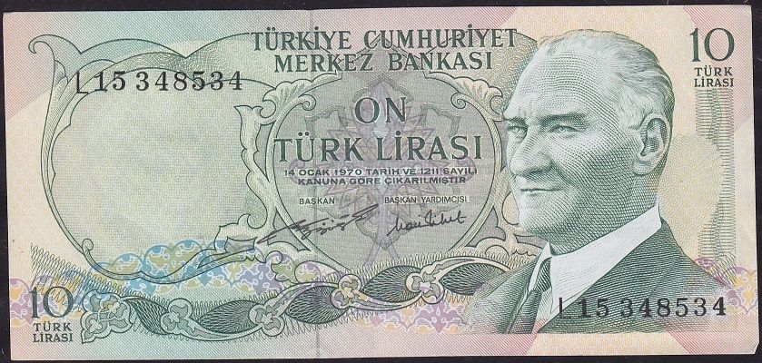 6.Emisyon 2.Tertip 10 Lira L15 348534 Çok Çok Temiz