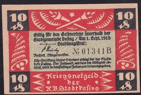 ALMANYA 10 PFENNİNG NOTGELD 1918 ÇİL