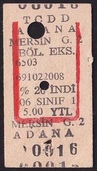 TCDD Adana-Mersin Tren Bileti 2006