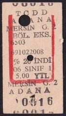 TCDD Adana-Mersin Tren Bileti 2006