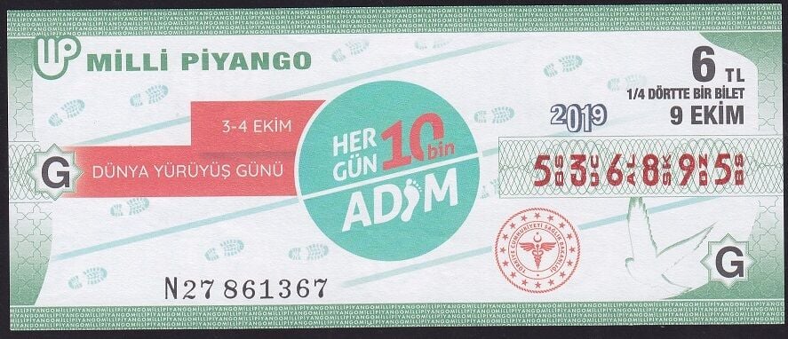 2019 9 Ekim Çeyrek Bilet - G Serisi