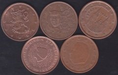 AVRUPA BİRLİĞİ 5 CENT 1999 YILI 5 FARKLI ÜLKE MADENİ PARA LOT