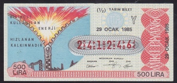 1985 29 OCAK YARIM BİLET Y SERİSİ