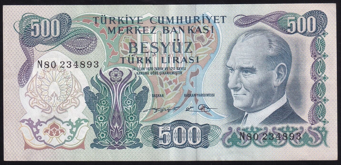 6.Emisyon 2.Tertip 500 Lira N80 234893 Çok Çok Temiz+