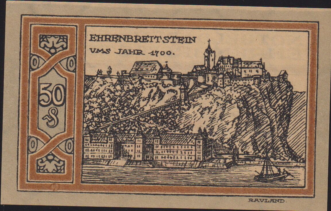Almanya 50 Pfennig Notgeld 1921 Çil Filigranlı