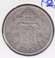 Kıbrıs 9 Piastre 1919 Gümüş