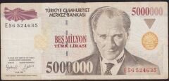 7.Emisyon 5 000 000 Lira E56 524635 Çok Temiz
