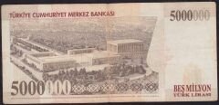 7.Emisyon 5 000 000 Lira E56 524635 Çok Temiz